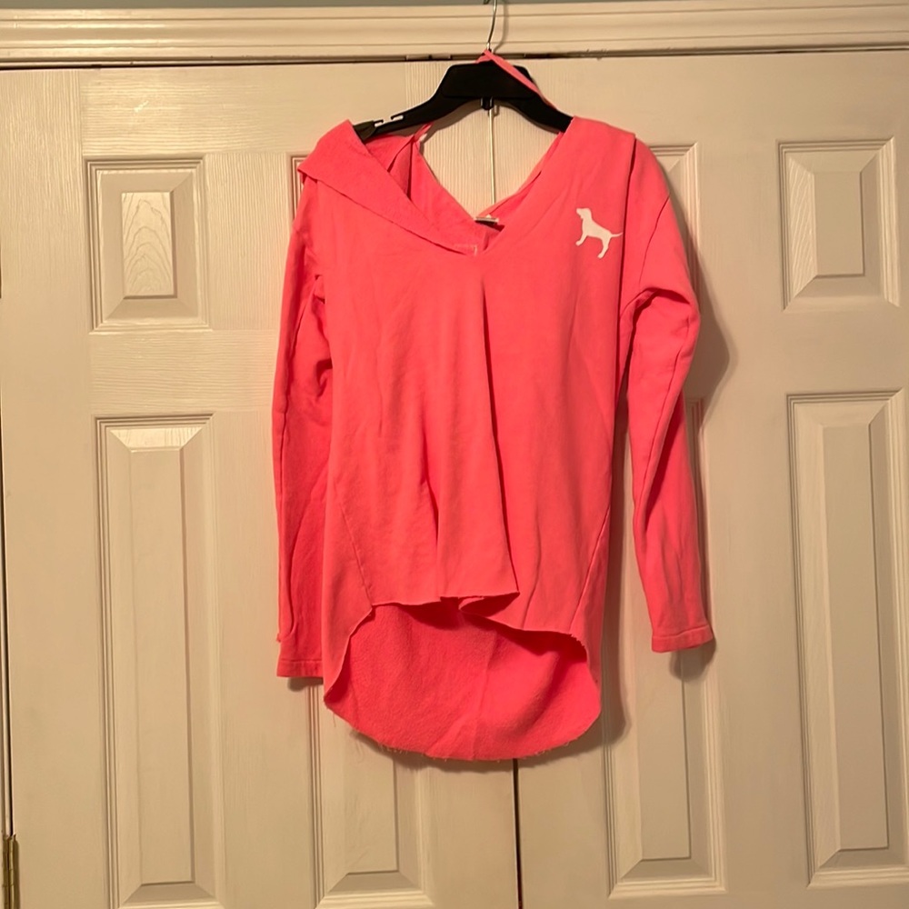 Victoria secret pink pullover with hoodie size medium